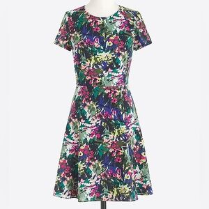 J CREW Printed Floral Flounce Dress Women’s Size 4 Romantic Cottagecore Preppy